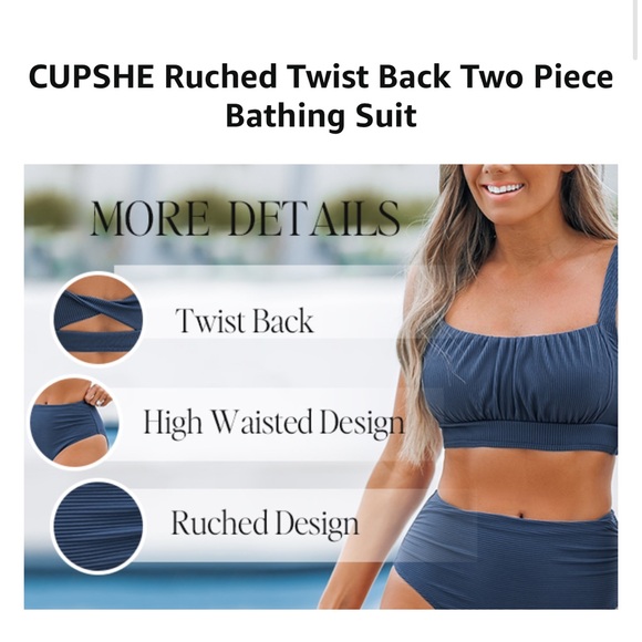 Cupshe Women's Navy Bikini Set with Adjustable Straps - Picture 12 of 13